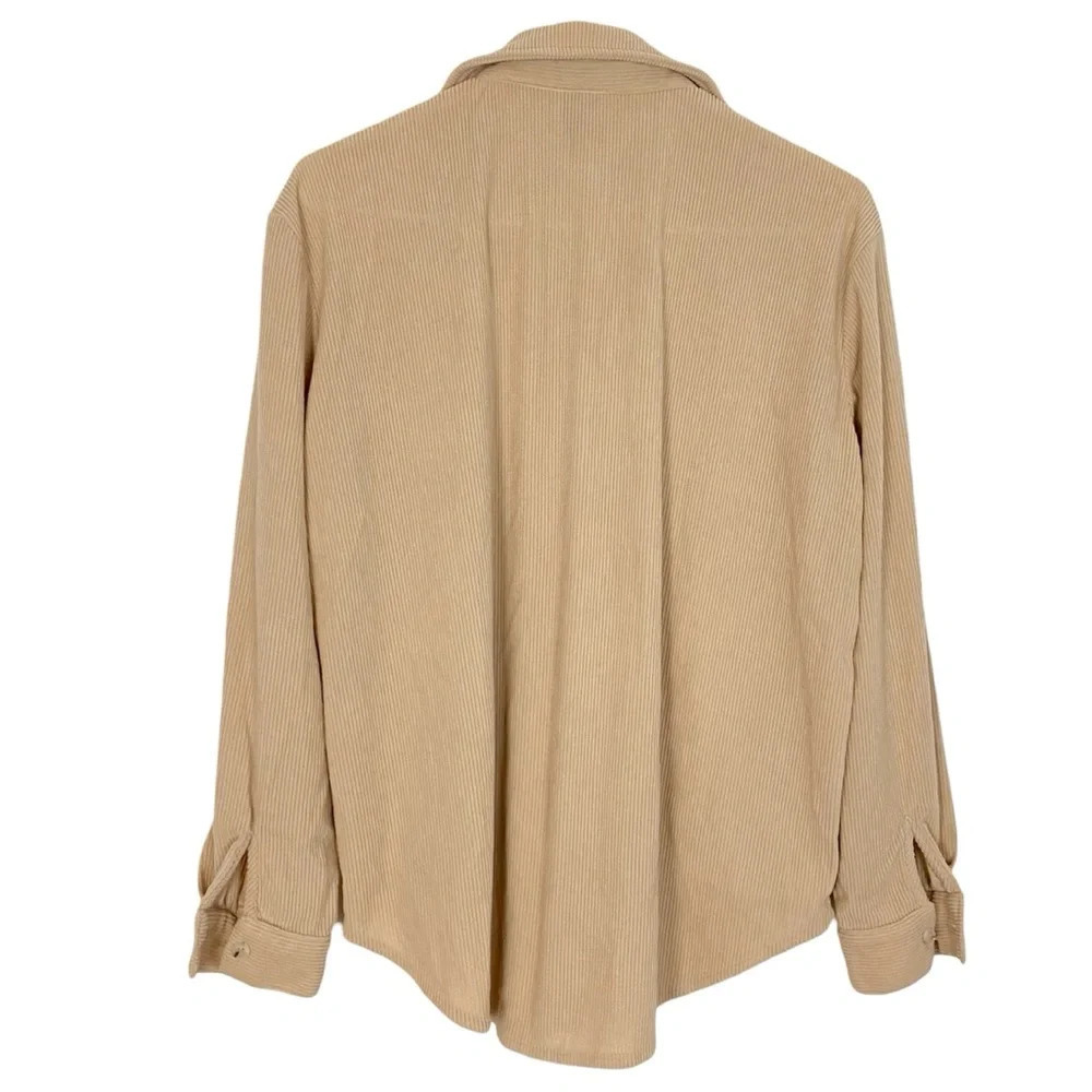 Princess Polly Corduroy Shirt Womens 2 XS Button Down Long Sleeve Nude Beige - Picture 2 of 9